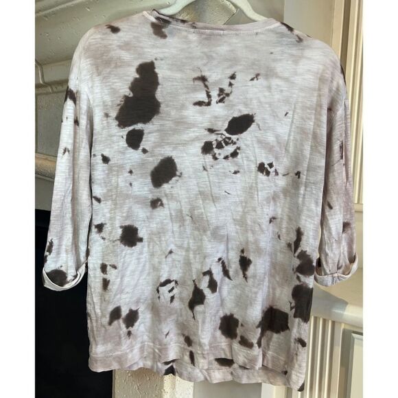 Vince Tie Dye T-Shirt Brown 3/4 Sleeve Chest Pocket Pullover Tee Size XS - Picture 2 of 6